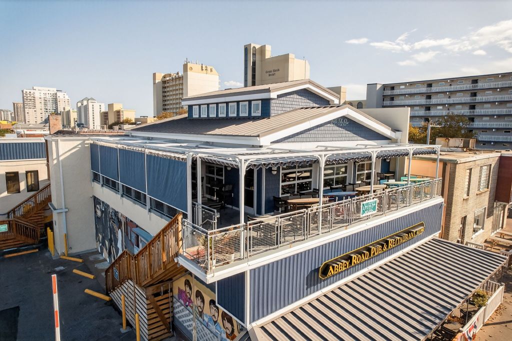 Lucy's Sky Bar drone photo from street side